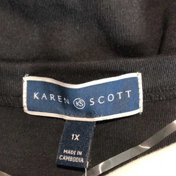 KAREN SCOTT Striped Floral Print Top - Picture 6 of 8